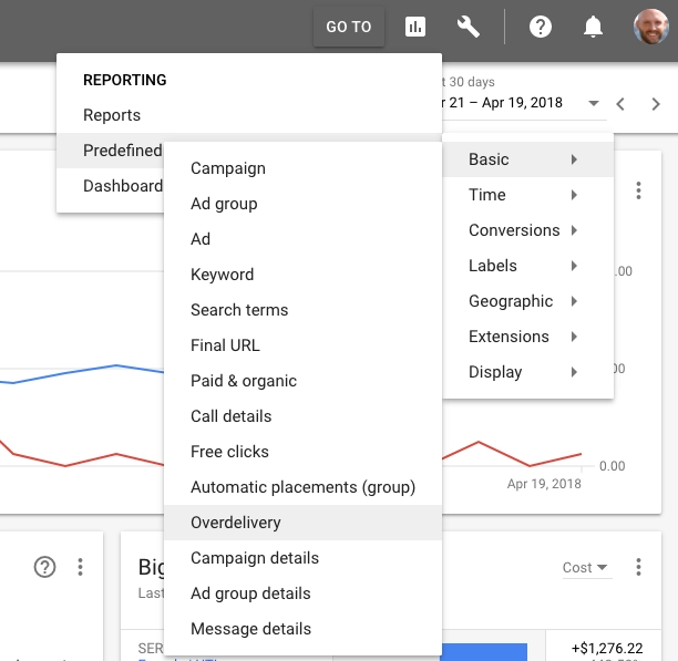 Google Ads Served vs Billed Report Step 1