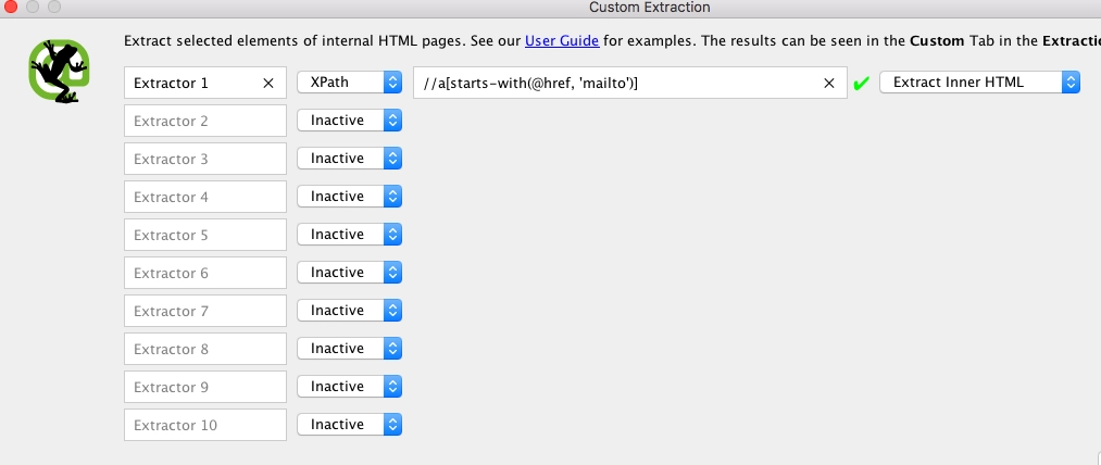Screaming Frog XPath